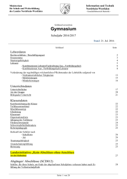 Schlüsseltabellen für Gymnasien