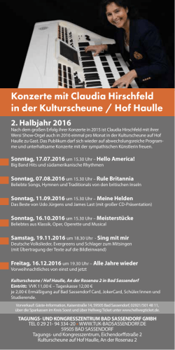 2. Halbjahr 2016 - Claudia Hirschfeld