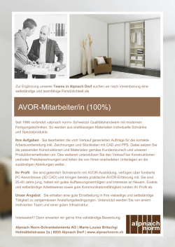 AVOR-Mitarbeiter/in (100%) - Alpnach Norm