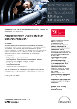 Auszubildende/n Duales Studium Maschinenbau 2017
