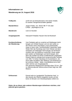 Informationen zur Wanderung am 14. August 2016