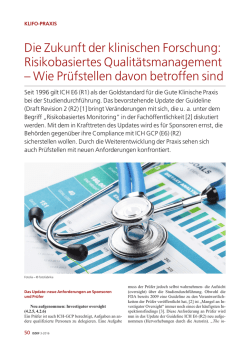 Die Zukunft der klinischen Forschung: Risikobasiertes