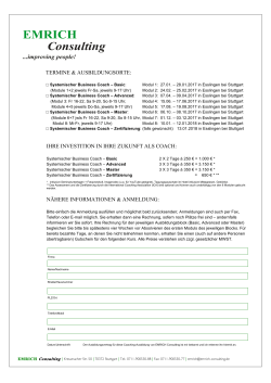 IHRE INVESTITION IN IHRE ZUKUNFT ALS COACH: N&Auml;HERE