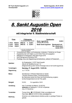 8. Sankt Augustin Open 2016 mit integrierter 9. Stadtmeisterschaft