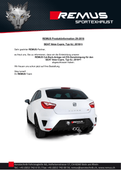 REMUS Produktinformation 29-2016 SEAT Ibiza Cupra, Typ 6J