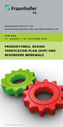 Produkt-FMEA, dEsign VEriFicAtion PlAn (dVP) und BEsondErE