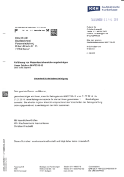 Unbedenklichkeit KKH - Kittel Bauflaschnerei Kernen