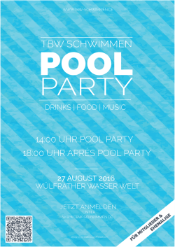 Plakat_Pool Party - TB Wülfrath Abt. Schwimmen