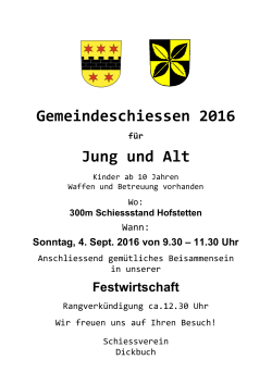 Gemeindeschiessen 2016 - SV Dickbuch Schiessverein f&uuml;r Jung