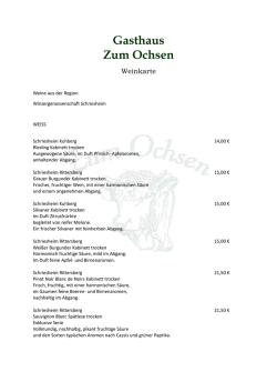 Die Weinkarte - Zum Ochsen Ladenburg