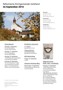 Reformierte Kirchgemeinde Uerkheim im September 2016