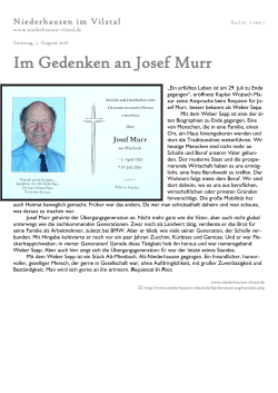 Im Gedenken an Josef Murr