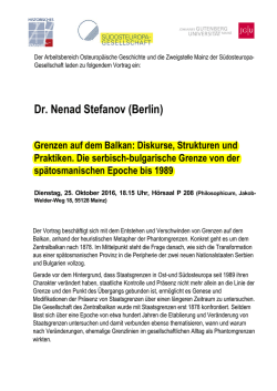 Dr. Nenad Stefanov (Berlin) - S&uuml;dosteuropa