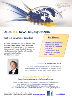 ALDA LCC News Juli/August 2016 TOP Themen