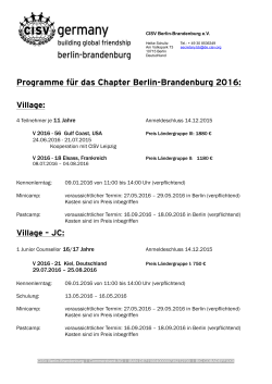 Programme 2016 - CISV Germany Anmeldeformulare 2016