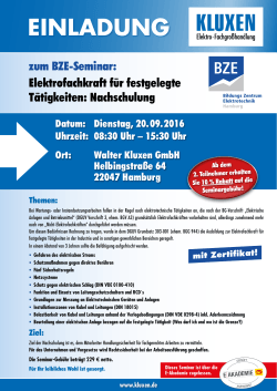 BZE-Seminar: Elektrofachkraft für festgelegte Tätigkeiten