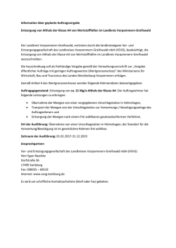 Information &uuml;ber geplante Auftragsvergabe Entsorgung von Altholz
