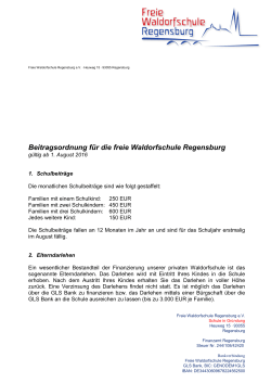 Beitragsordnung 2016 - Freie Waldorfschule Regensburg