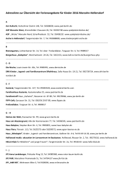 Adressen aufgeführter Einrichtungen
