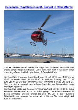 Helicopter- Rundflüge zum 61. Seefest in Röbel/Müritz