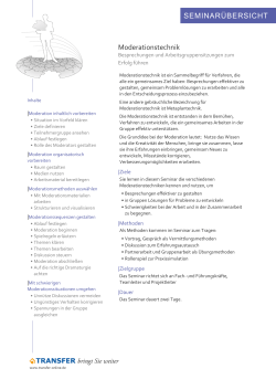 SEMINARÜBERSICHT Moderationstechnik