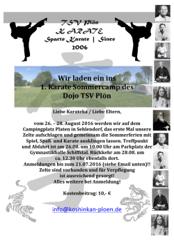 Wir laden ein ins 1. Karate Sommercamp des Dojo TSV Plön
