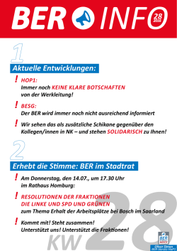 ituaon am Standort: Aktuelle Entwicklungen: Erhebt die Stimme