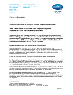Presse-Information HARTMANN GRUPPE setzt den