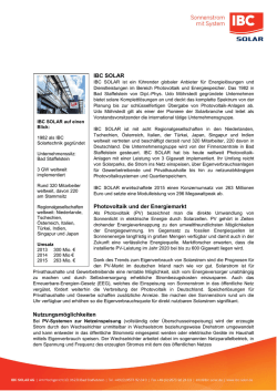 Eckdaten IBC SOLAR