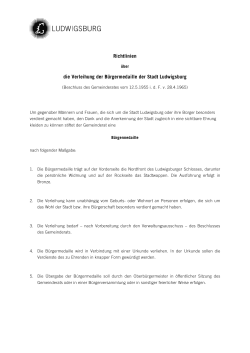 Richtlinien die Verleihung der Bürgermedaille der Stadt Ludwigsburg