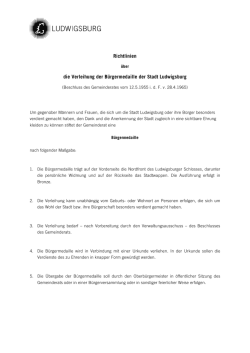 Richtlinien die Verleihung der Bürgermedaille der Stadt Ludwigsburg