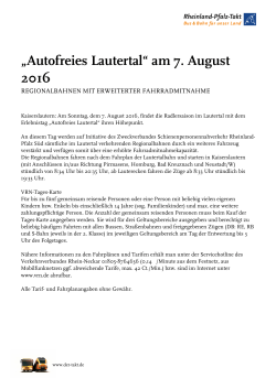 „Autofreies Lautertal“ am 7. August 2016 - zum Rheinland