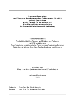 Inauguraldissertation zur Erlangung des akademischen Doktorgrades
