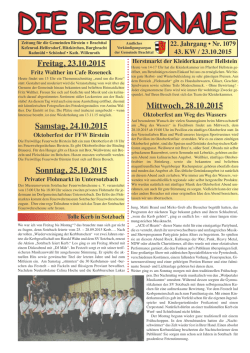 Mittwoch, 28.10.2015 Freitag, 23.10.2015