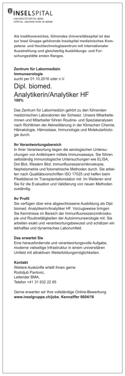 Dipl. biomed. Analytiker/in HF