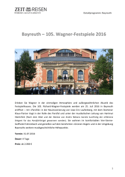 Bayreuth – 105. Wagner-Festspiele 2016
