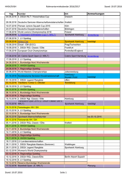 HHSV/SVSH Rahmenterminkalender 2016/2017 Stand: 19.07.2016