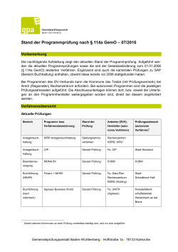 Aktueller Stand der Programmprüfung