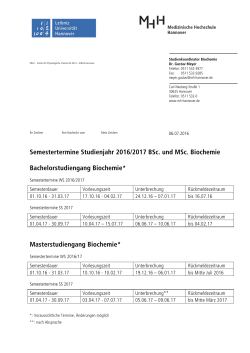 Semestertermine Studienjahr 2016/17