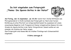 Du bist eingeladen zum Fotoprojekt &bdquo;Thema: Die Spuren Gottes in