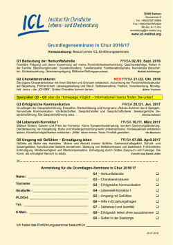 Grundlagenseminare in Chur 2016/17 - ICL : Institut f&uuml;r Christliche