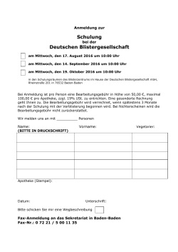Anmeldung Schulung - Deutsche Blister mbH