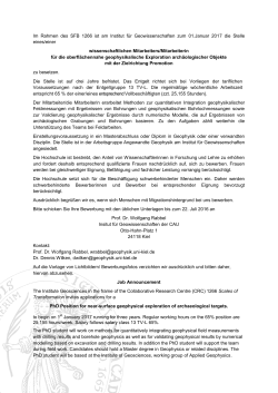 Im Rahmen des SFB 1266 ist am Institut f&uuml;r Geowissenschaften zum