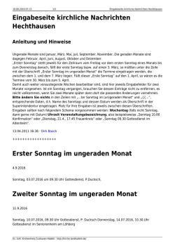 Eingabeseite kirchliche Nachrichten Hechthausen - Ev.