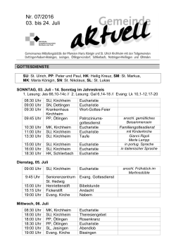 Gottesdienste 07/2016 - St. Ulrich Kirchheim