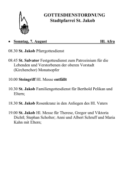 GOTTESDIENSTORDNUNG Stadtpfarrei St. Jakob