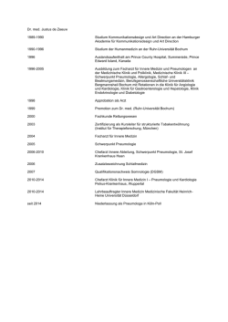 Dr. med. Justus de Zeeuw 1989-1990 Studium