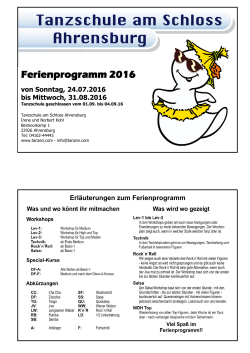 Ferienprogramm 2016 - Tanzschule am Schloss Ahrensburg