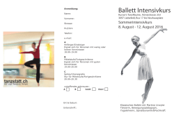 Ballett Intensivkurs - tanzstatt.ch Martina Urwyler Tanz Yoga