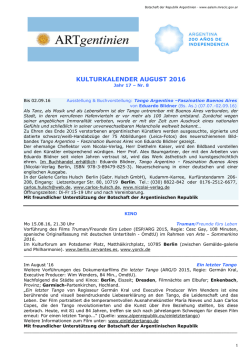 KULTURKALENDER AUGUST 2016